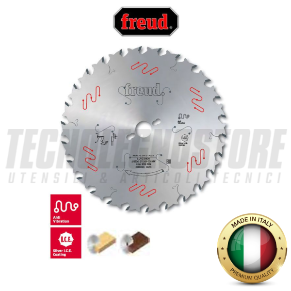 FREUD LAME CIRCOLARI LU1C X SQUADRATRICI E MULTIMAME X TAGLIO LUNGO VENA DI LEGNI MASSICCI (D. 300-350-400)