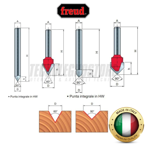FREUD PUNTA HM "V" PER INTAGLI A V