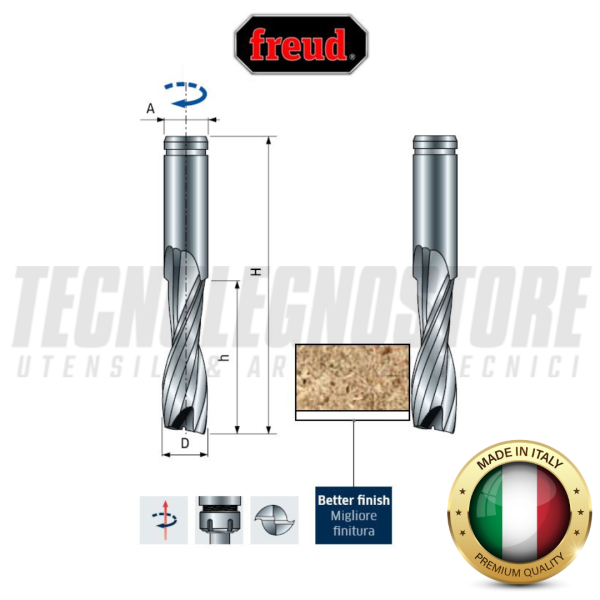 Punta PI02MDEE3 a taglienti elicoidali integrale FREUD (Ø 8)