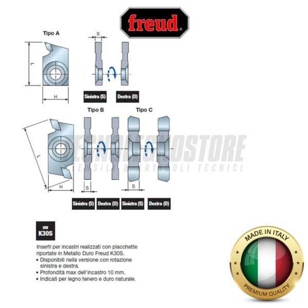 freud HW - Inserti per incastri tipo b tipo c
