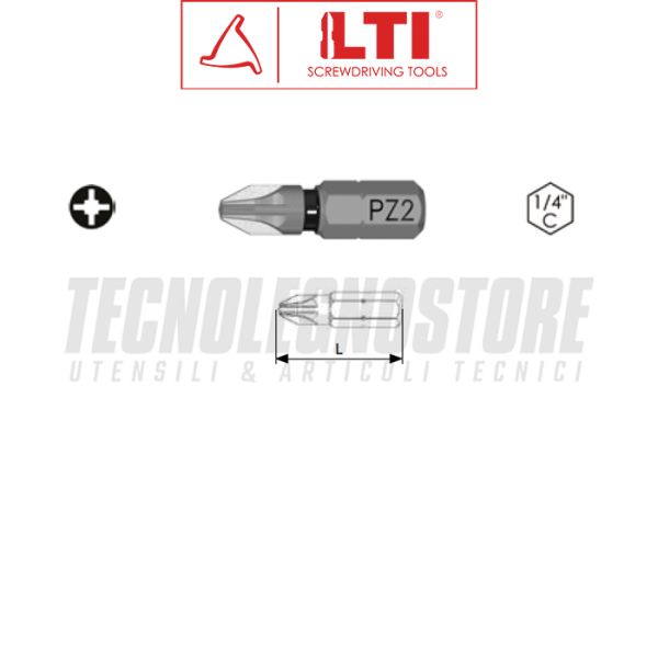 INSERTI LTI KRINO POZIDRIV PZ1, PZ2, PZ3 CON MAGNETE 10 PEZZI