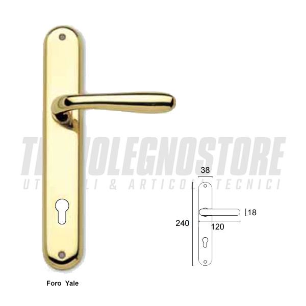 MANIGLIA SNOOPY SICMA SU PLACCA I=85 ORO LUCIDA - FORO YALE