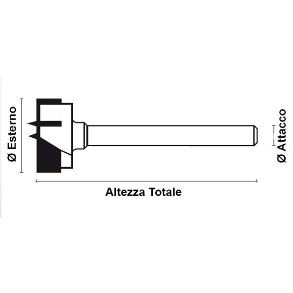 PUNTA HM PER CERNIERE ROTAZIONE DX (Ø 22)