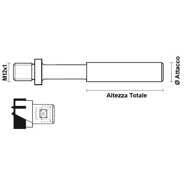 ATTACCHI CILINDRICI M12x1 ROTAZIONE DX (Ø 13-16)